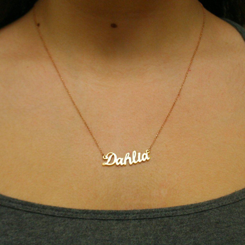 Personalized Name Necklace Dahlia 14K Pink Gold - Thenetjeweler