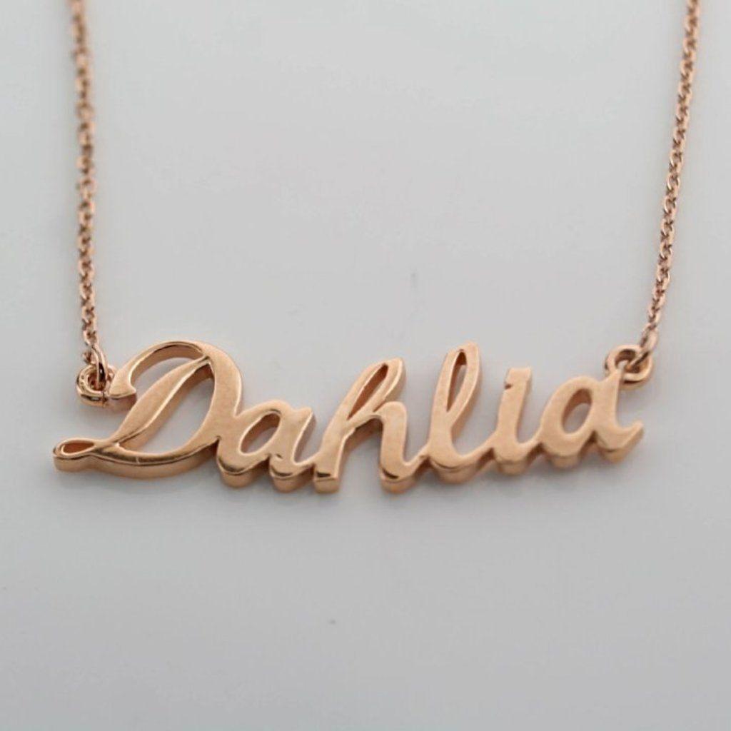 nom de Dahlia ネームオーダーネックレス　yu Personalized Name Necklace Dahlia 14K Gold | TheNetJeweler