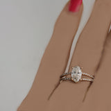 Diamond Oval Split Shank Engagement Ring 18K Pink Gold Setting - Thenetjeweler