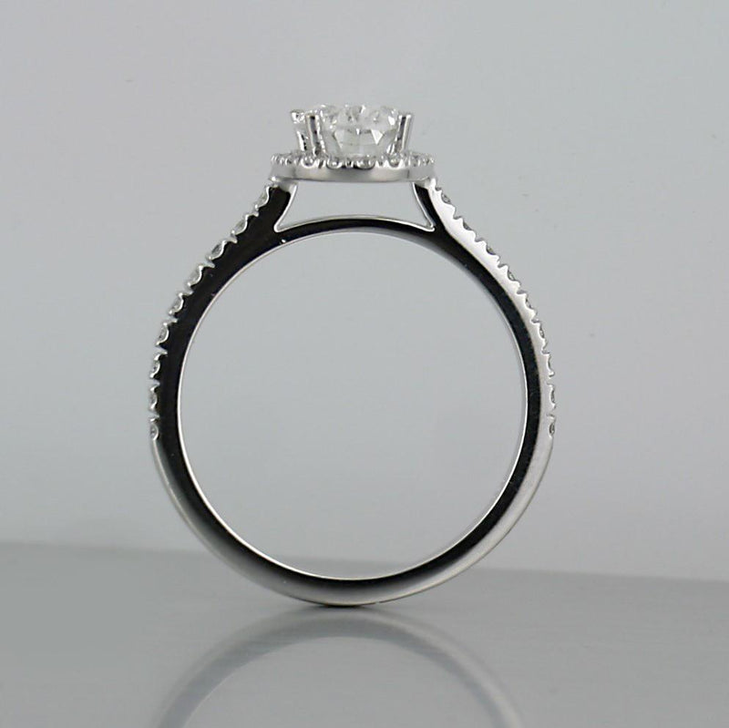 Oval Diamond Halo Engagement Ring 18K White Gold - Thenetjeweler