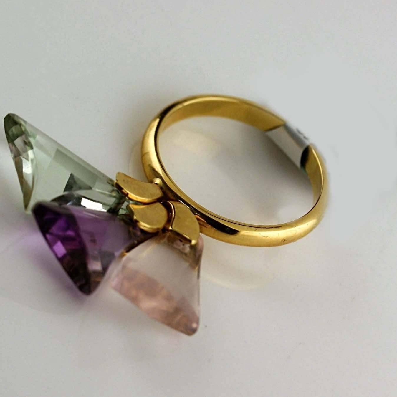 Briolette Quartz Dangle Ring 14K Yellow Gold - Thenetjeweler