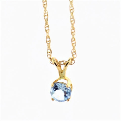 Round Aquamarine Solitaire Pendant Necklace - Thenetjeweler
