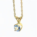 Round Aquamarine Solitaire Pendant Necklace - Thenetjeweler