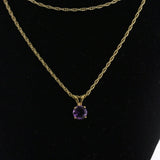 5 mm Round Amethyst Solitaire Pendant Necklace 14k Yellow Gold February Birthstone - Thenetjeweler