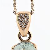 Prasiolite Oval and Diamond Pendant Necklace 14K Pink Gold - Thenetjeweler