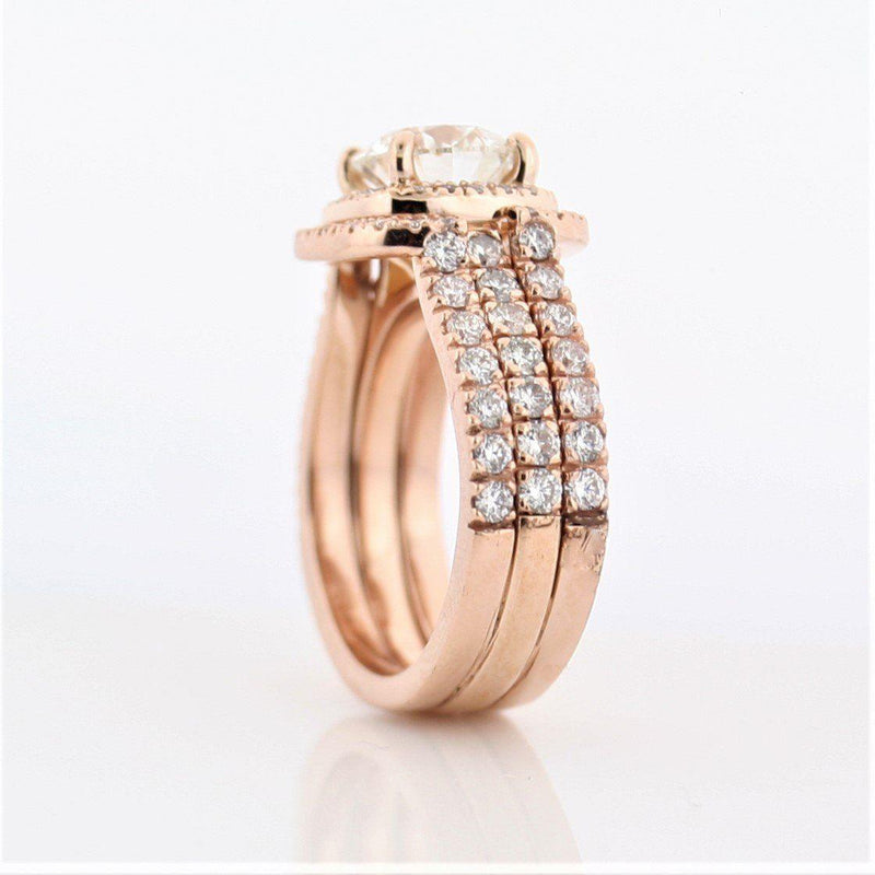 Round Diamond Cushion Halo Ring Pink Gold - Thenetjeweler