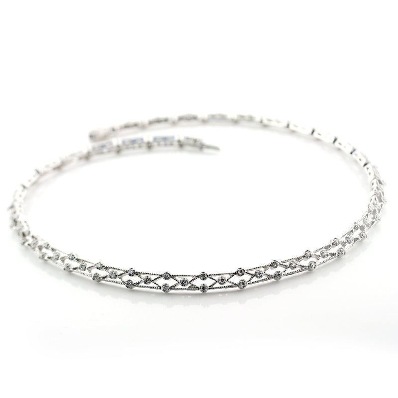 Diamond Collar Necklace 14K White Gold - Thenetjeweler