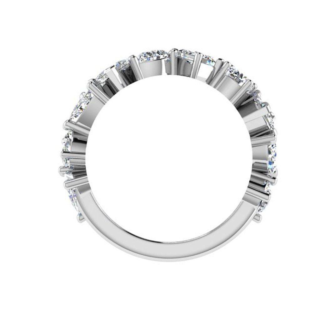 Mixed Cut Diamond Semi Eternity Ring 18K White Gold Fantasy Band - Thenetjeweler
