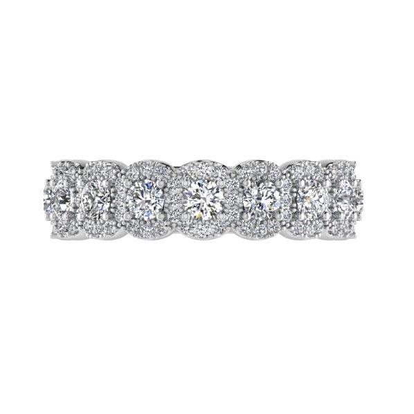 Halo Diamond Semi Eternity Ring 18K Gold - Thenetjeweler