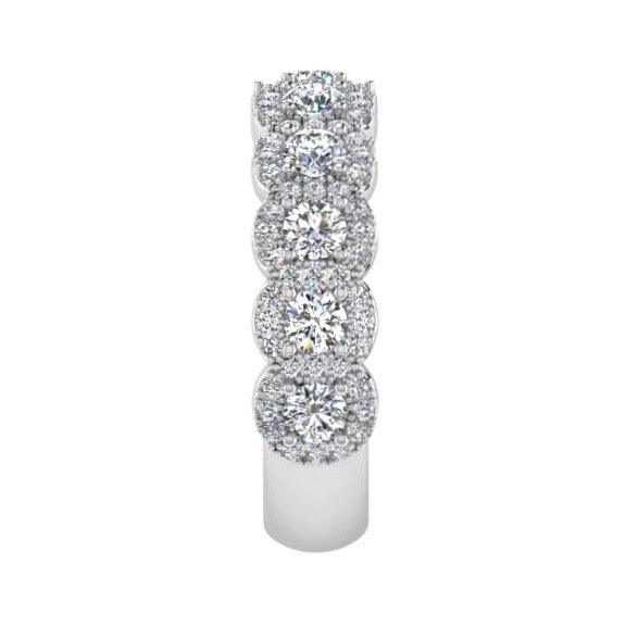 Halo Diamond Semi Eternity Ring 18K Gold - Thenetjeweler