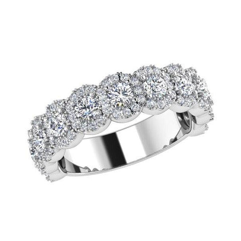 Halo Diamond Semi Eternity Ring 18K Gold - Thenetjeweler