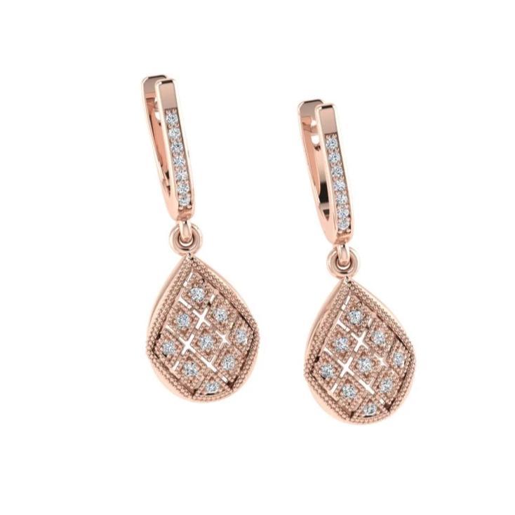 Diamond Drop Earrings White Gold 0.22 ctw - Thenetjeweler