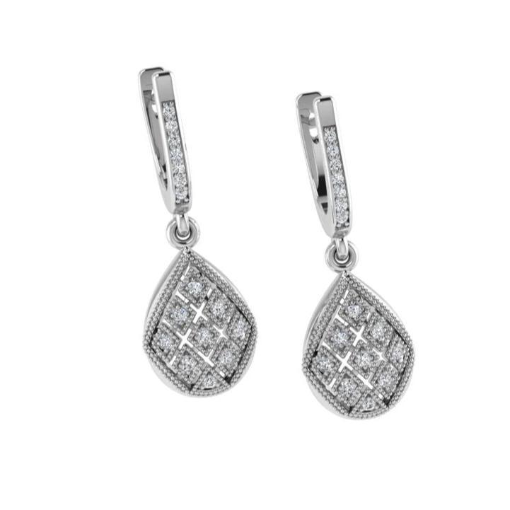 Diamond Drop Earrings White Gold 0.22 ctw - Thenetjeweler