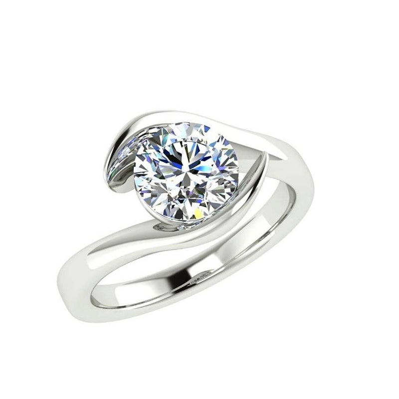 Twist Solitaire Diamond Engagement Ring 18K Gold - Thenetjeweler