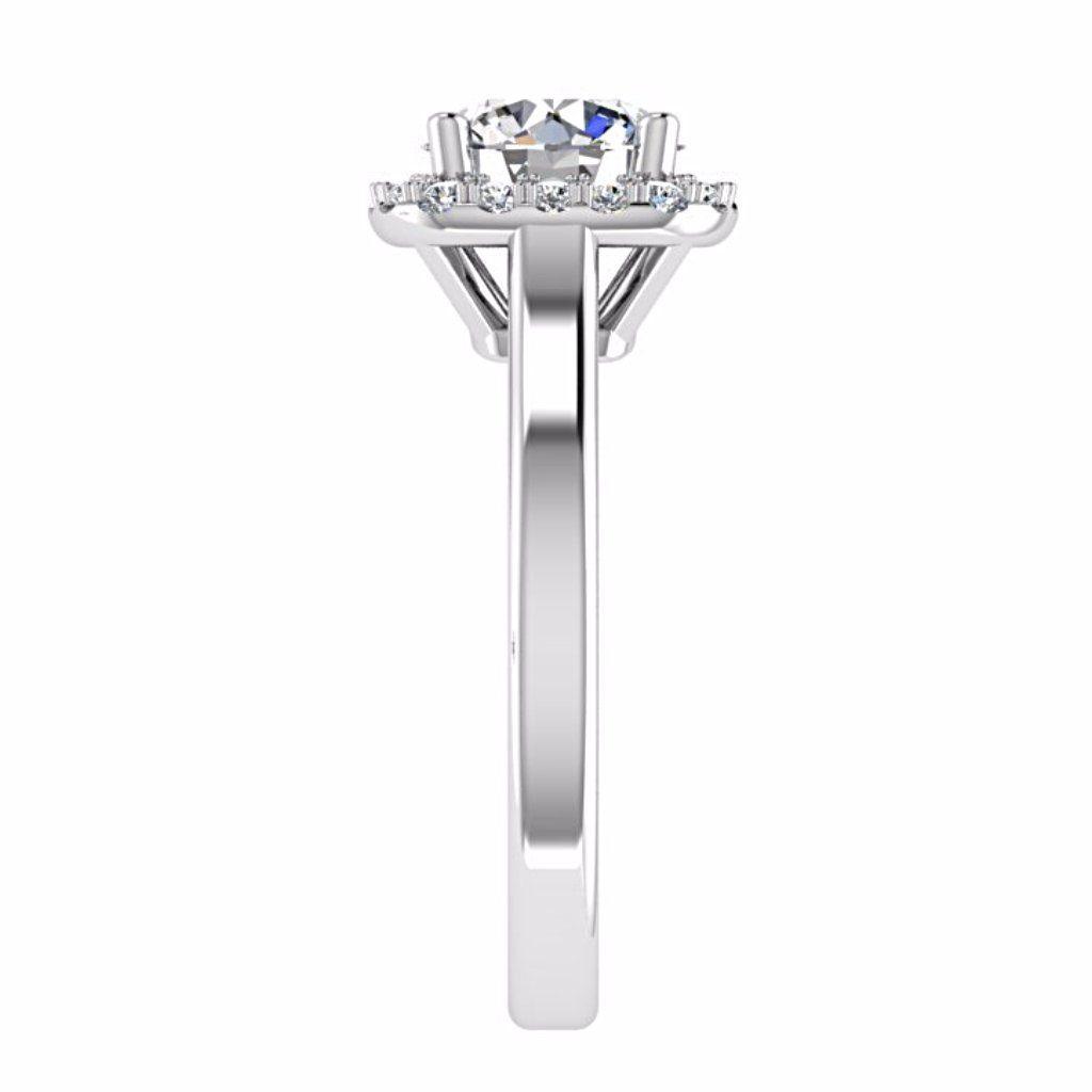 Round Diamond Cushion Halo Engagement Ring 18K Gold - Thenetjeweler