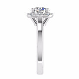 Round Diamond Cushion Halo Engagement Ring 18K Gold - Thenetjeweler