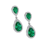 Pear Shaped Emerald Drop Earrings - Thenetjeweler
