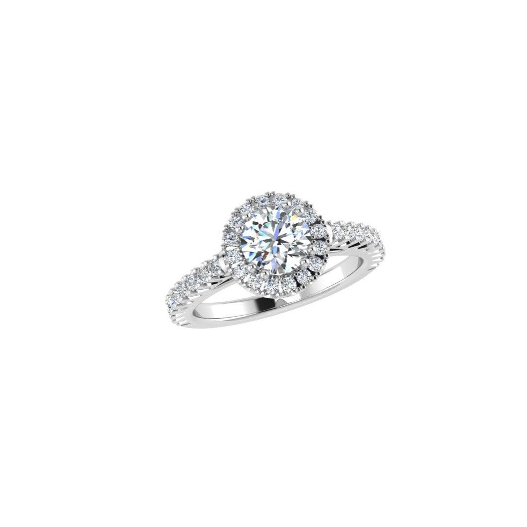 Round Halo Diamond Engagement Ring 0.43 ct.tw. - Thenetjeweler