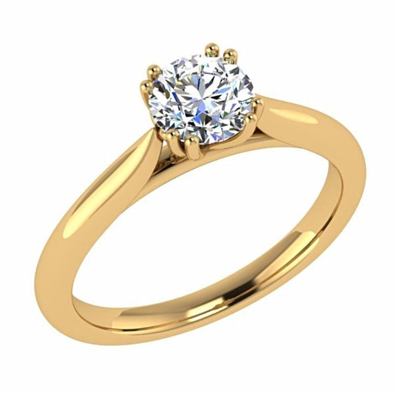 Round Solitaire Diamond Engagement Ring 18K Gold - Thenetjeweler