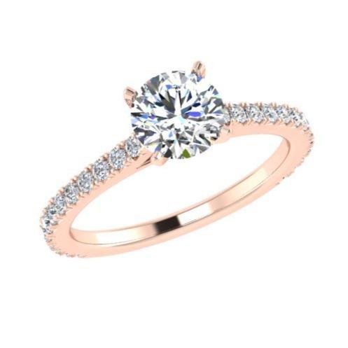 Round Diamond Side Stone Engagement Ring 18K Gold (0.33 ct. tw) - Thenetjeweler