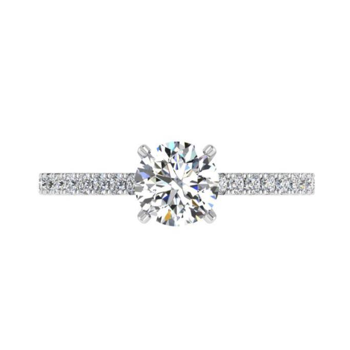 Round Diamond Side Stone Engagement Ring 18K Gold (0.33 ct. tw) - Thenetjeweler
