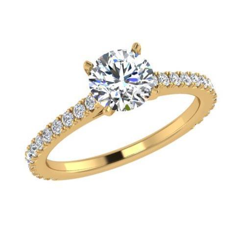 Round Diamond Side Stone Engagement Ring 18K Gold (0.33 ct. tw) - Thenetjeweler