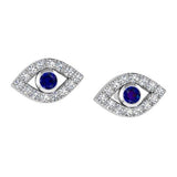 Evil Eye Diamond Stud Earrings with Sapphire Stone 14K Gold - Thenetjeweler