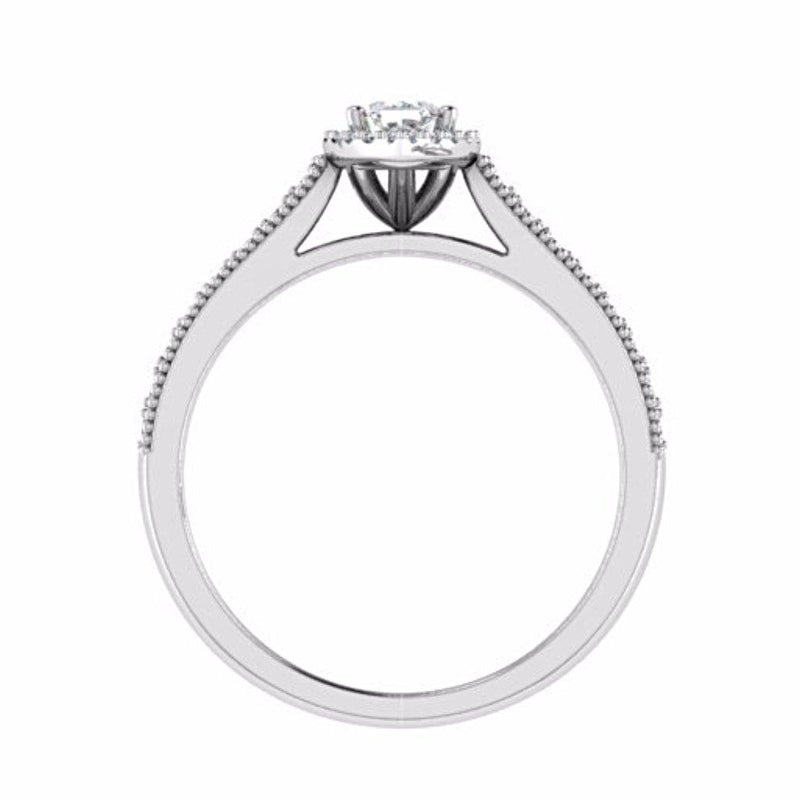 Marquise Diamond Halo Side Stone Engagement Ring 18K White Gold Setting - Thenetjeweler