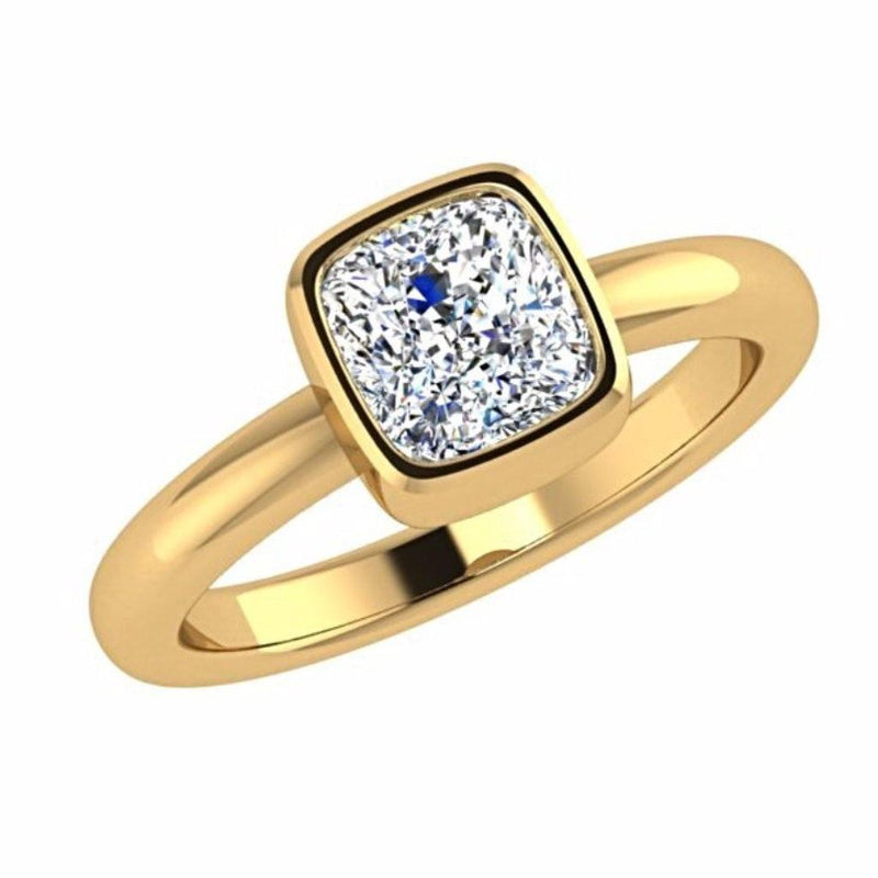 Cushion Shape Solitaire Diamond Engagement Ring Setting 18K Gold - Thenetjeweler