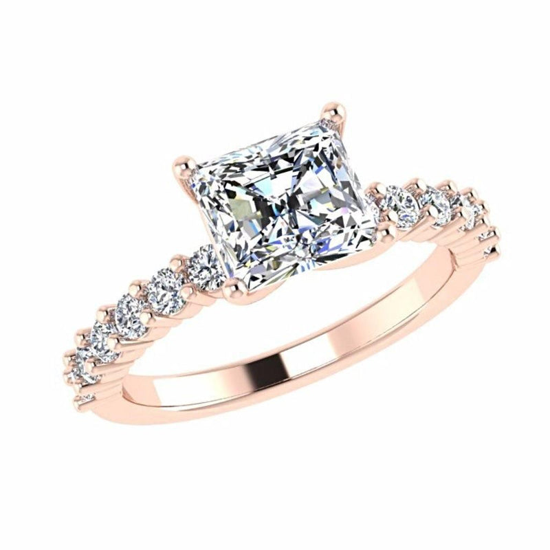 Princess Diamond Engagement Ring with Side Stones 18K Gold - Thenetjeweler