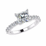 Princess Diamond Engagement Ring with Side Stones 18K Gold - Thenetjeweler