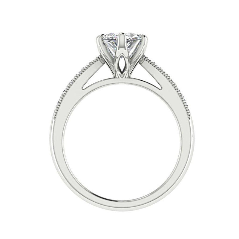 Marquise Diamond Engagement Ring 18K White Gold Setting 12 Side Stones - Thenetjeweler