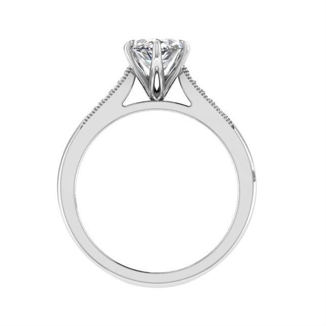 Marquise Diamond Engagement Ring 18K White Gold Setting 8 Side Stones - Thenetjeweler