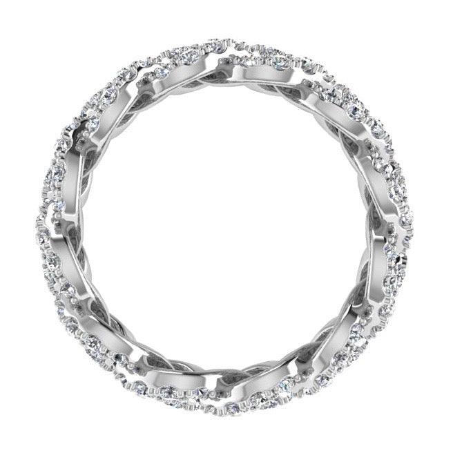 Pave Diamond Twist Eternity Ring Band 18K Gold (1.20 ct. tw.) - Thenetjeweler