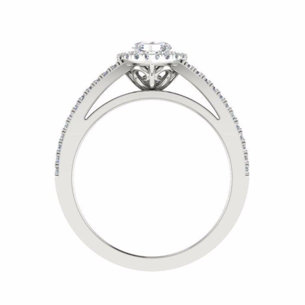 Marquise Diamond Split Shank Engagement Ring with Side Stones 18K Gold - Thenetjeweler