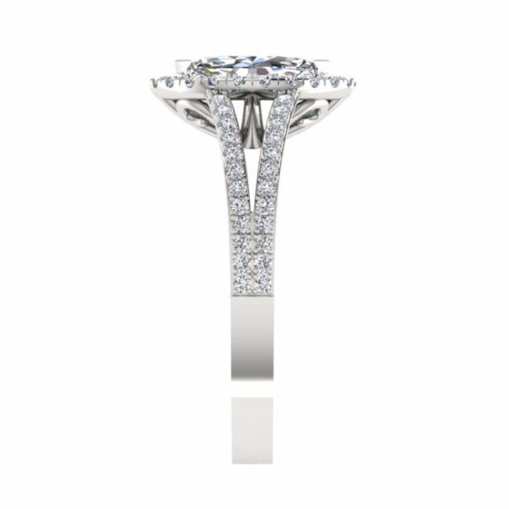 Marquise Diamond Split Shank Engagement Ring with Side Stones 18K Gold - Thenetjeweler