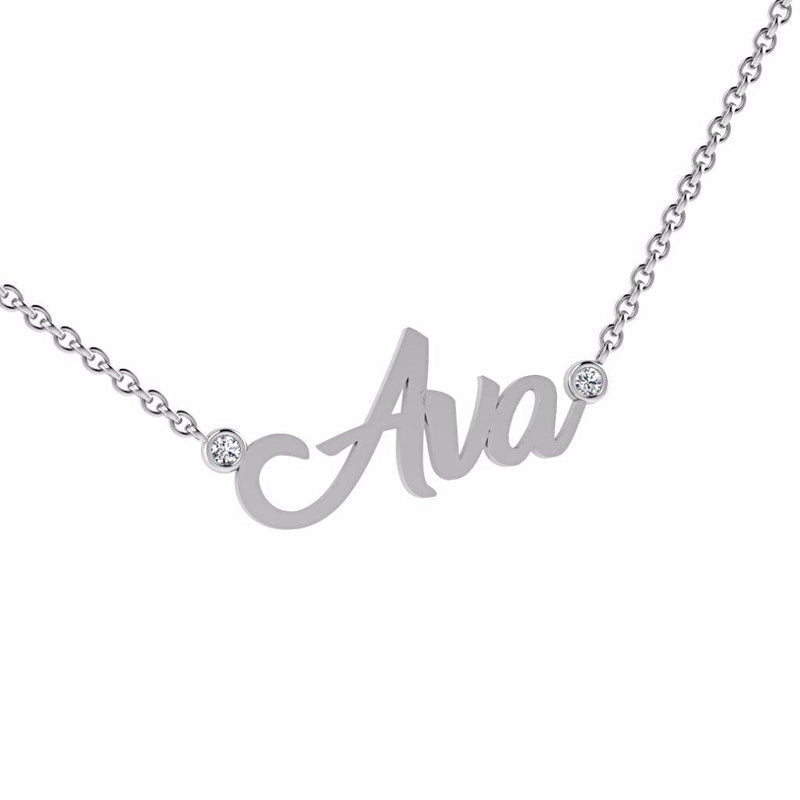 Personalized Name Necklace with Diamonds Ava 14K Gold - Thenetjeweler