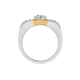 Two Tone Wide Diamond Ring 14K Yellow and White Gold - Thenetjeweler