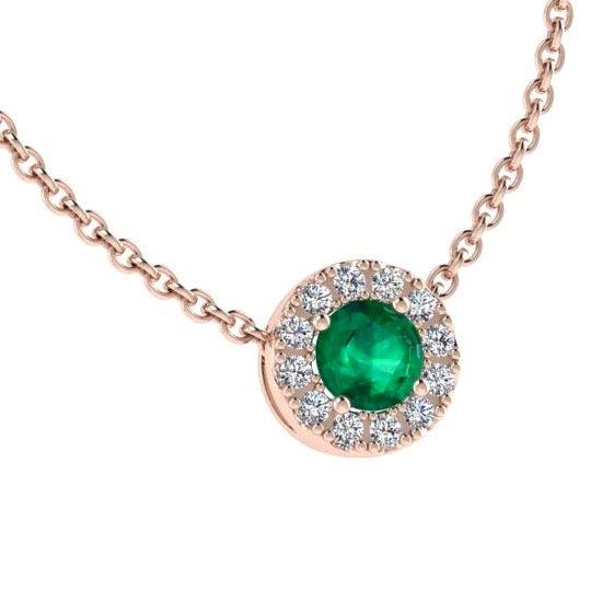 Emerald Halo Diamond Necklace 14K Gold - Thenetjeweler