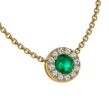 Emerald Halo Diamond Necklace 14K Gold - Thenetjeweler