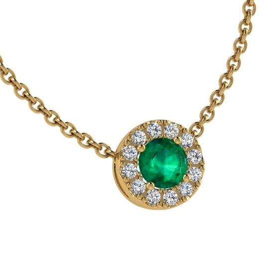 Emerald Halo Diamond Necklace 14K Gold - Thenetjeweler