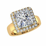 Princess Halo Diamond Engagement Ring 18K Gold - Thenetjeweler