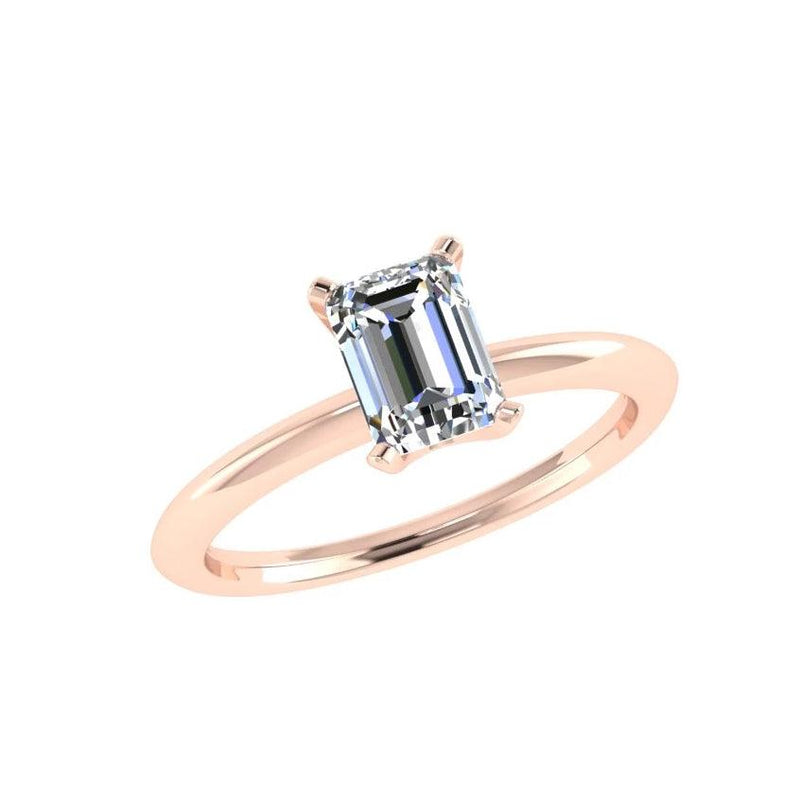 Emerald Cut Solitaire Diamond Ring - Thenetjeweler
