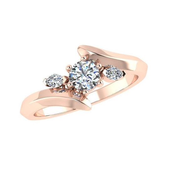 Three Stone Engagement Ring 18K Rose Gold - Thenetjeweler