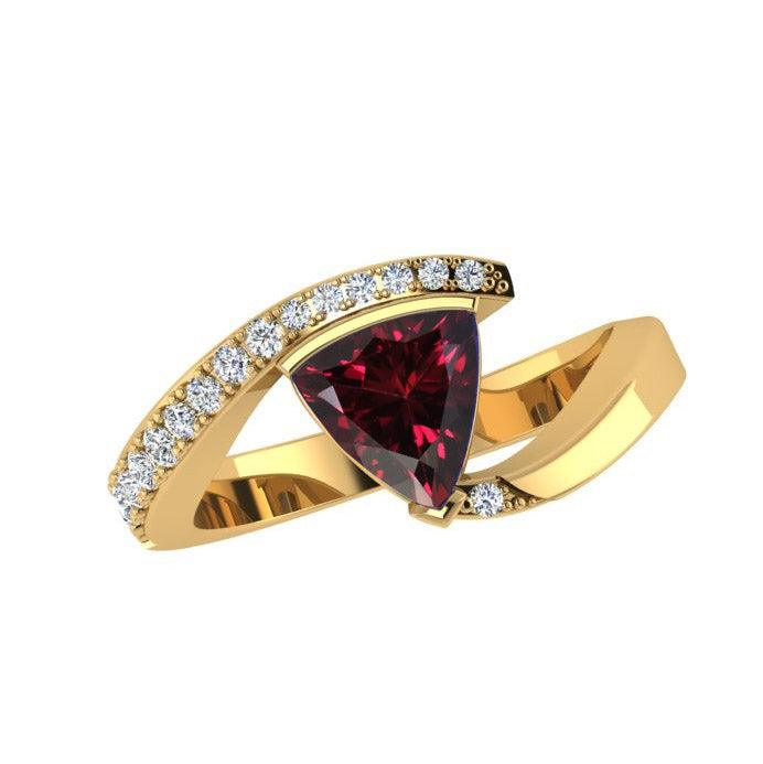 Trillion Cut Gemstone and Diamond Ring 14K Gold - Thenetjeweler