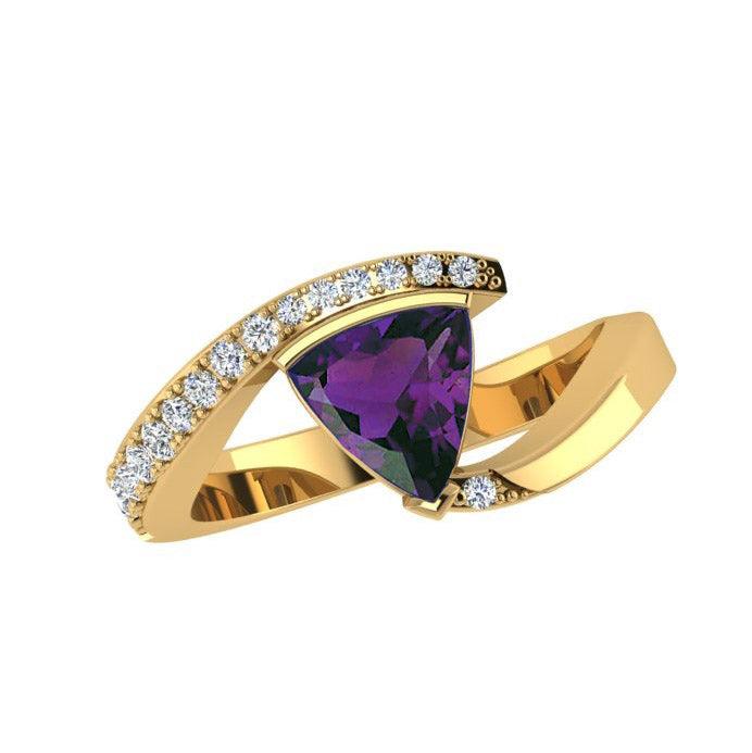 Trillion Cut Gemstone and Diamond Ring 14K Gold - Thenetjeweler