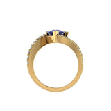 Trillion cut Tanzanite and Diamond Ring Yellow Gold - Thenetjeweler