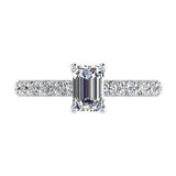 Emerald Cut Diamond Engagement Ring with Side Stones 18K Gold - Thenetjeweler
