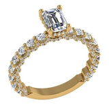 Emerald Cut Diamond Engagement Ring with Side Stones 18K Gold - Thenetjeweler