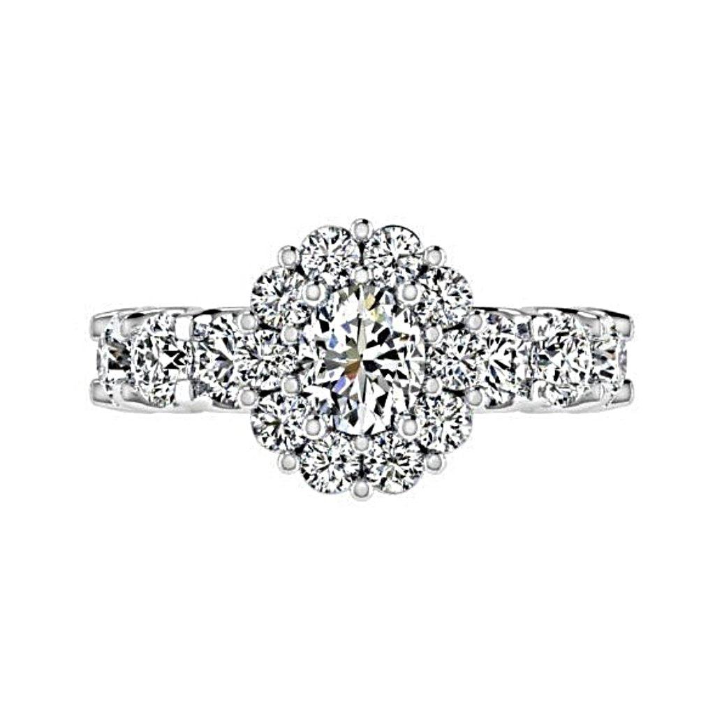 Oval Halo Diamond Ring and Eternity Set 18K Gold - Thenetjeweler